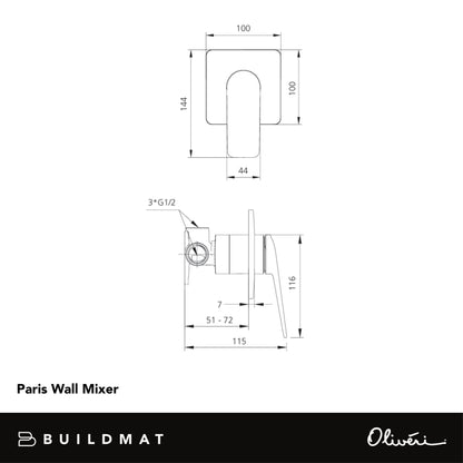 Oliveri Paris Wall Mixer Lead Free Chrome