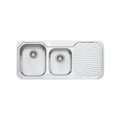 Oliveri Petite 1 And 3/4 Bowl Sink With Right Drainboard Stainless Steel