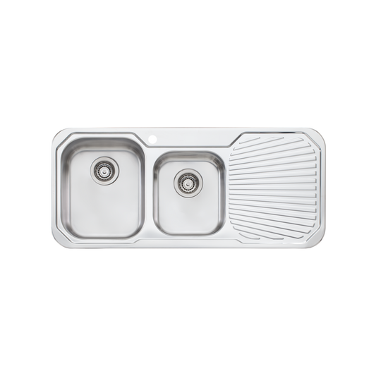 Oliveri Petite 1 And 3/4 Bowl Sink With Right Drainboard Stainless Steel
