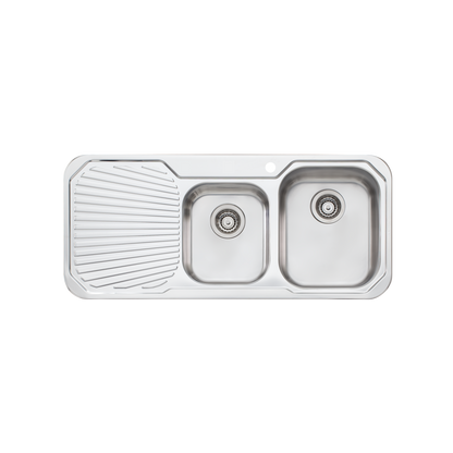 Oliveri Petite 1 And 3/4 Bowl Sink With Left Drainboard Stainless Steel