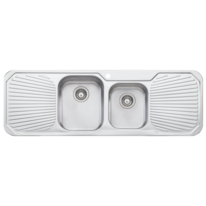 Oliveri Petite 1 And 3/4 Bowl Sink With Double Drainer Stainless Steel