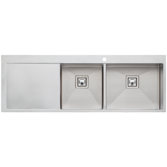 Oliveri Professional Series 1 And 3/4 Bowl Topmount Sink With Left Drainboard Stainless Steel