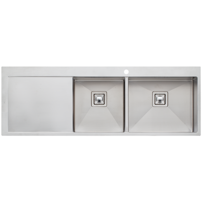 Oliveri Professional Series 1 And 3/4 Bowl Topmount Sink With Left Drainboard Stainless Steel