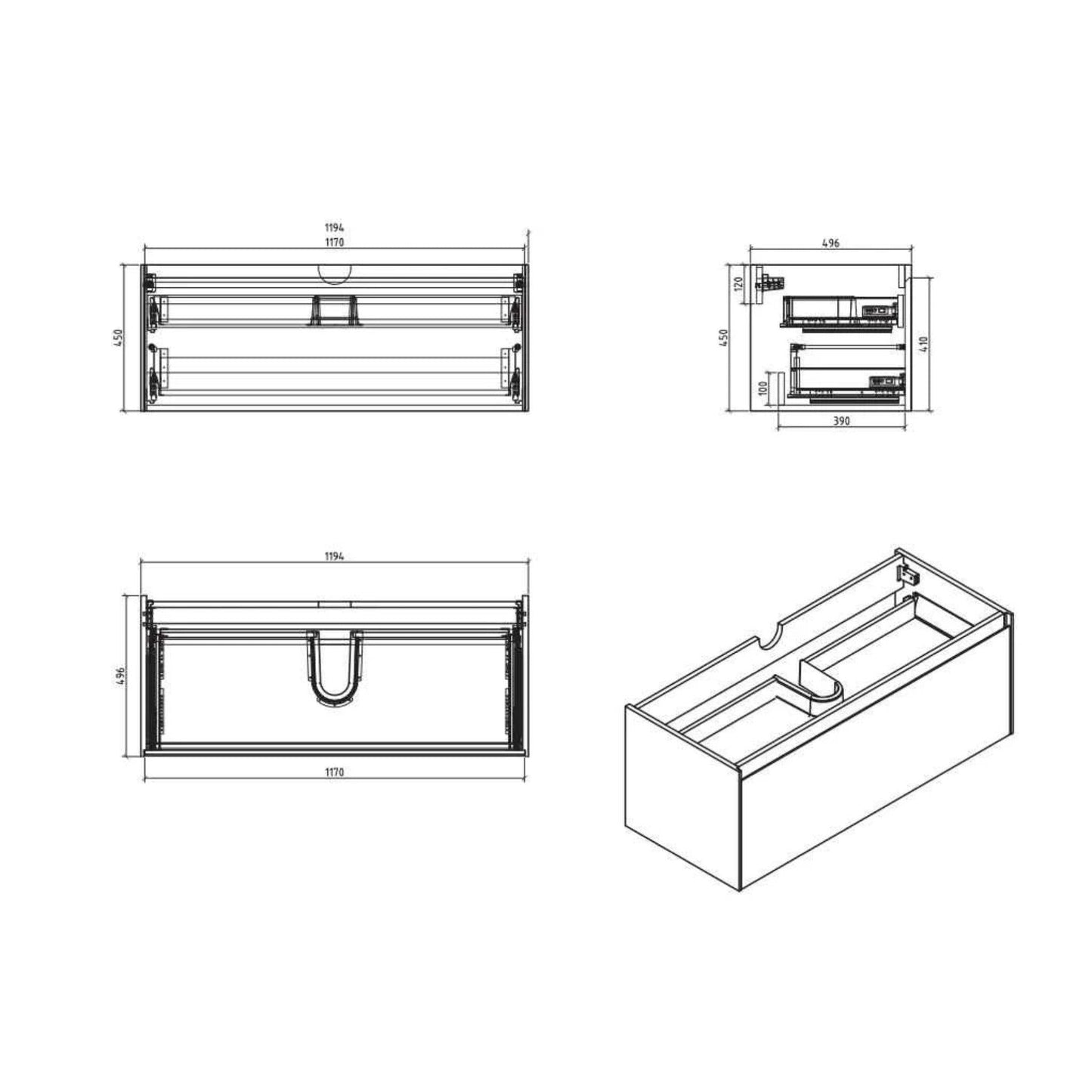 BELBAGNO PRADO  1200MM SINGLE BOWL WALL HUNG VANITY AND BASIN