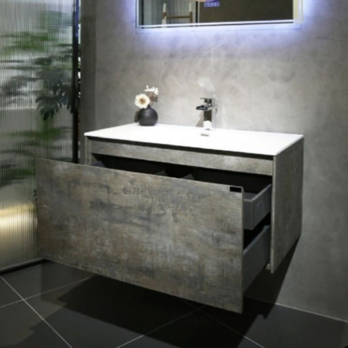 BELBAGNO PRADO MAPLE OAK 750MM SINGLE BOWL WALL HUNG VANITY AND BASIN