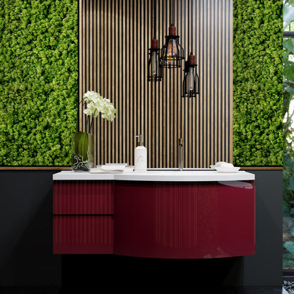 BELBAGNO PROSPERO BURGUNDY 1200MM SINGLE BOWL WALL HUNG VANITY AND BASIN
