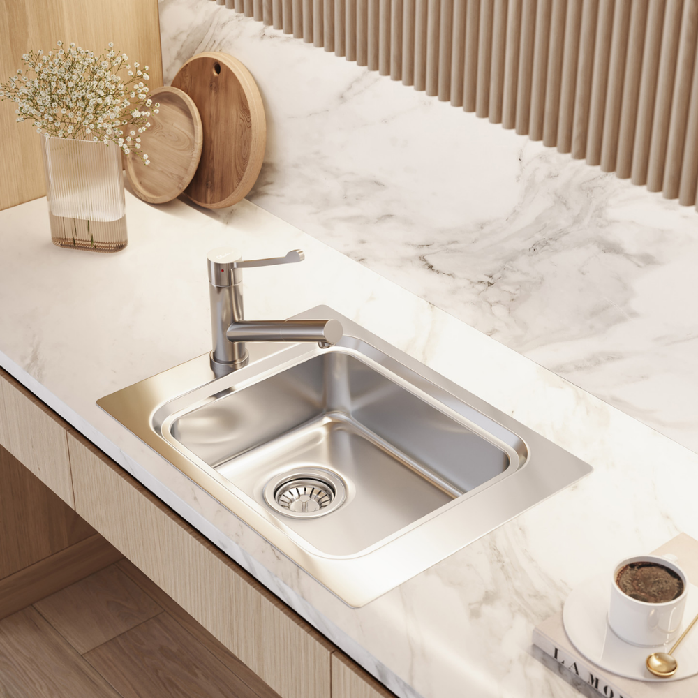 Oliveri Puro Single Bowl Topmount Care Sink Stainless Steel