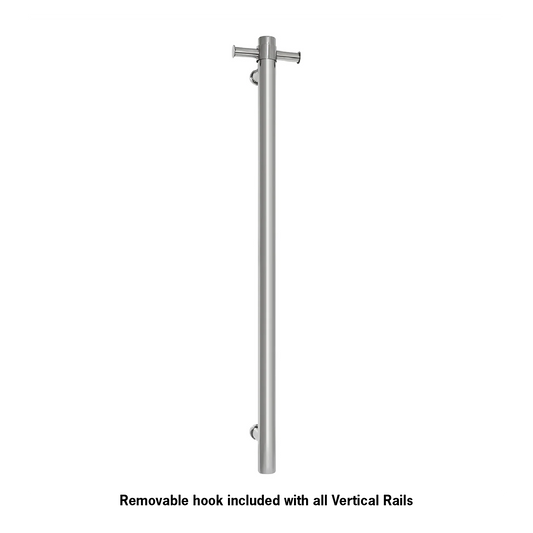 VS900H Straight Round Vertical Single Heated Towel Rail