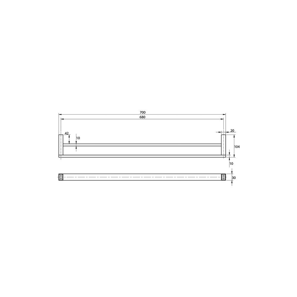 Quadro Double Towel Rail 700mm