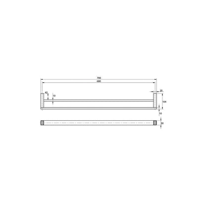 Quadro Double Towel Rail 700mm
