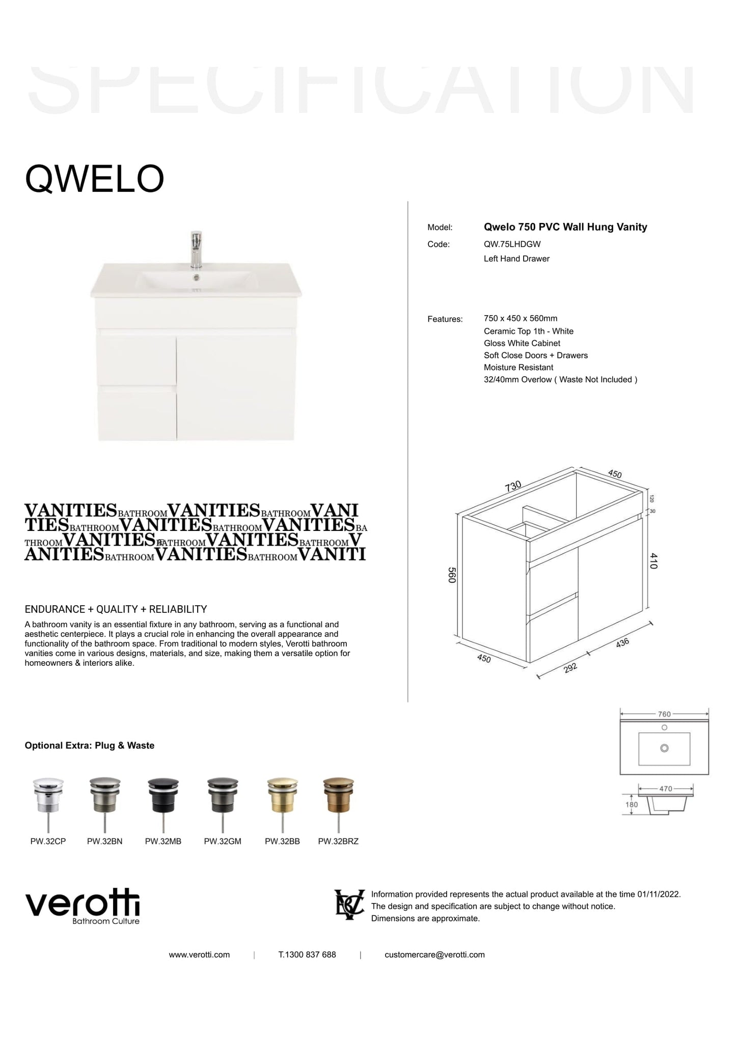 QWELO 750 VANITY