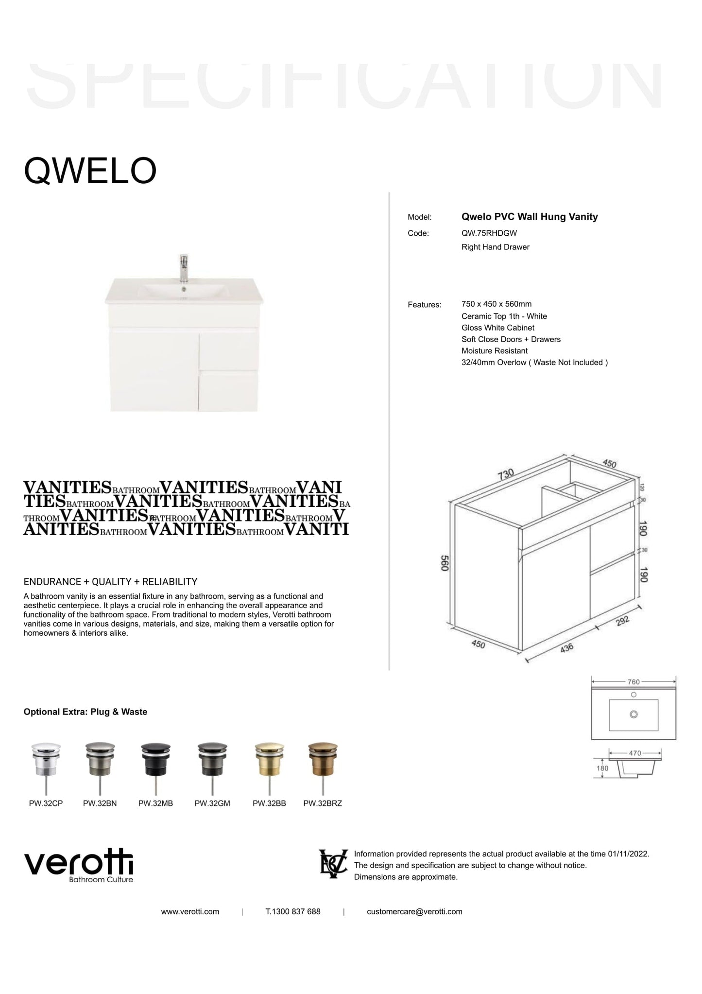 QWELO 750 VANITY