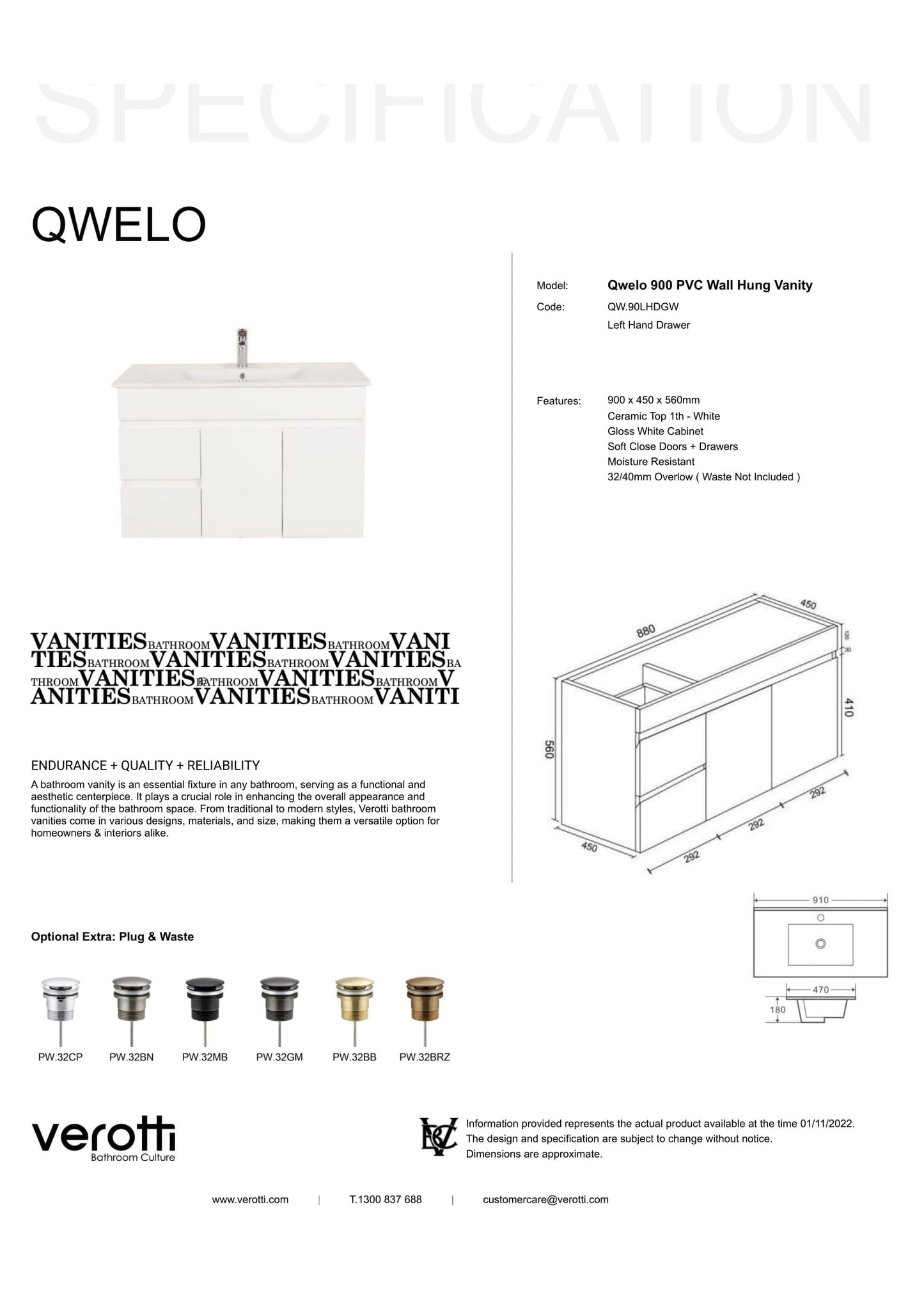 QWELO 900 VANITY