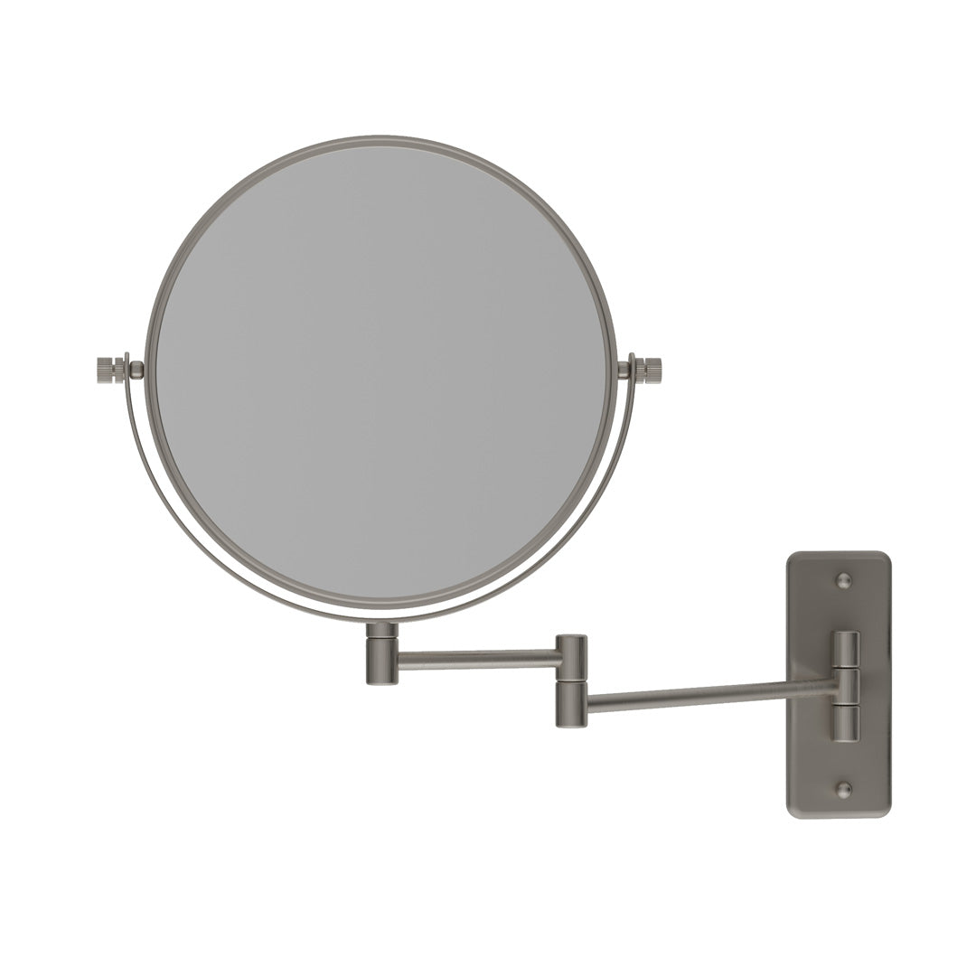Thermogroup 1 & 5x Magnification Brushed Nickel Wall Mounted Shaving Mirror, 200mm Diameter