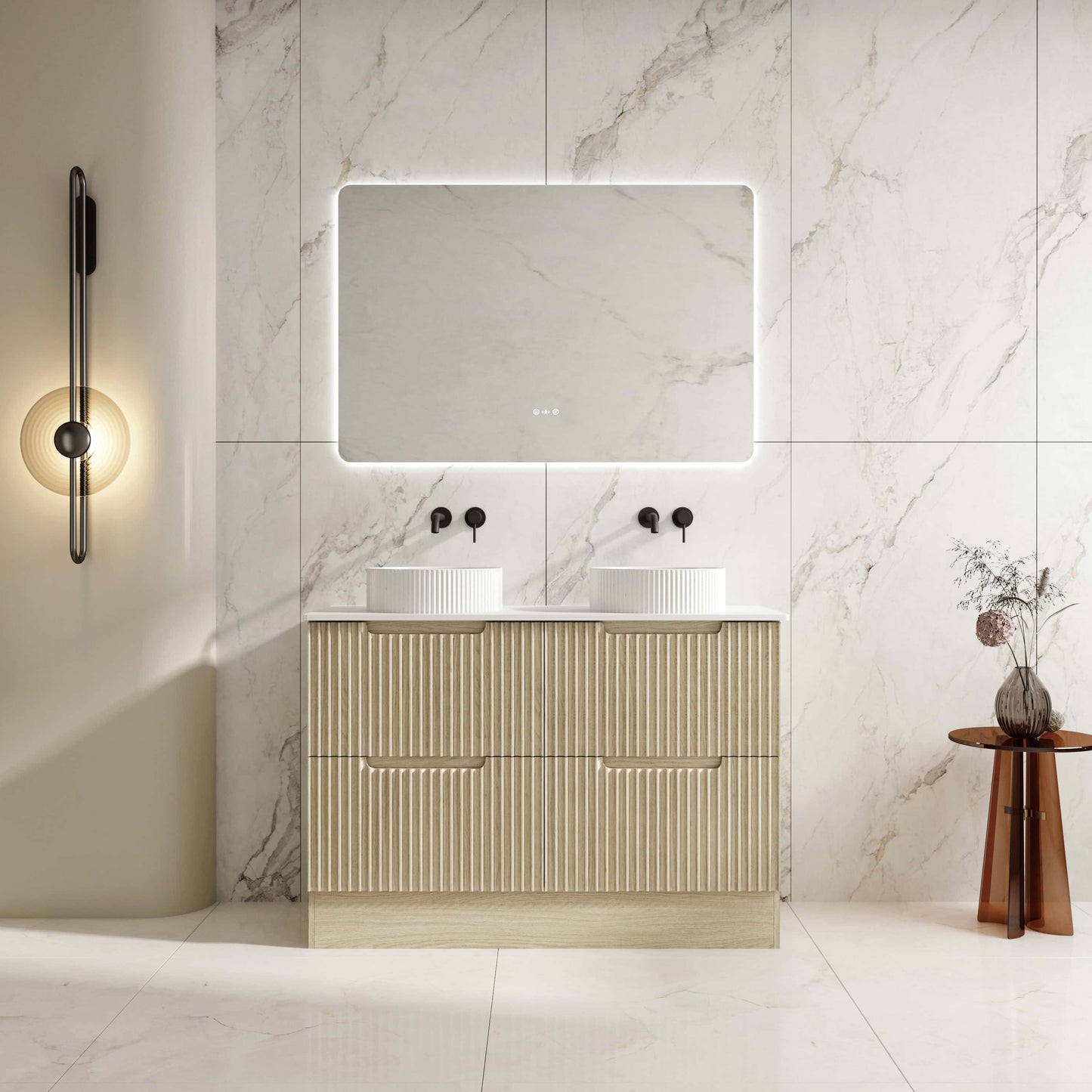 Fluted Rhea 1200mm Freestanding Cabinet - Natural Oak - 1200mm / Natural Oak Cabinet Only