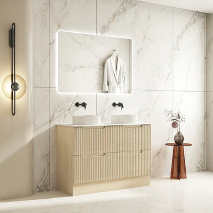 Fluted Rhea 1200mm Freestanding Cabinet - Natural Oak - 1200mm / Natural Oak Cabinet Only