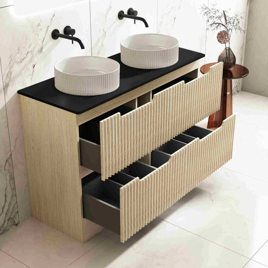 Fluted Rhea 1200mm Freestanding Cabinet - Natural Oak - 1200mm / Natural Oak Cabinet Only