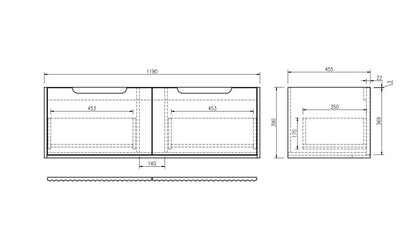 Fluted Rhea 1200mm Wall-Hung Cabinet - Natural Oak - 1200mm / Natural Oak Cabinet & Carrara Stone Top