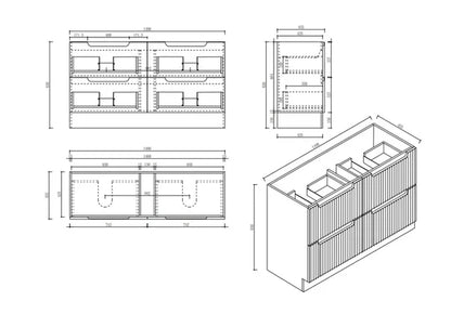 Fluted Rhea 1500mm Freestanding Cabinet - Natural Oak - 1500mm / Cabinet Only