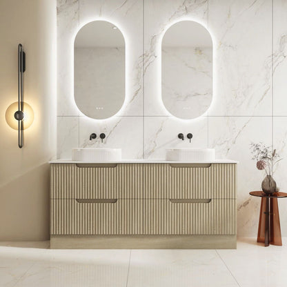 Fluted Rhea 1800mm Freestanding Cabinet - Natural Oak - 1800mm / Natural Oak Cabinet Only
