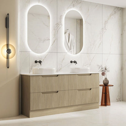 Fluted Rhea 1800mm Freestanding Cabinet - Natural Oak - 1800mm / Natural Oak Cabinet Only