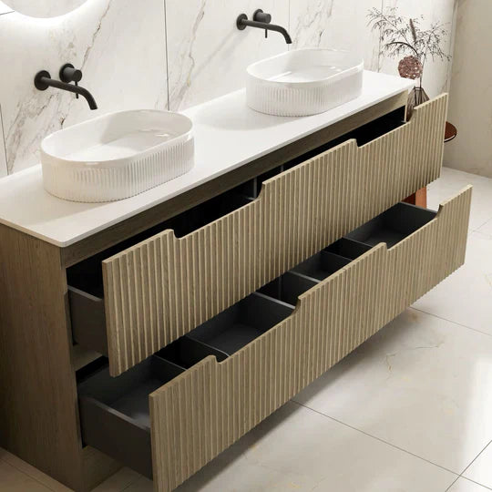 Fluted Rhea 1800mm Freestanding Cabinet - Natural Oak - 1800mm / Natural Oak Cabinet Only