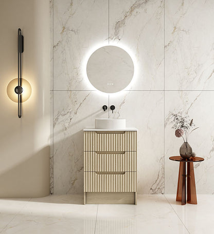 Fluted Rhea 600mm Freestanding Cabinet - Natural Oak - 600mm / Natural Oak Only