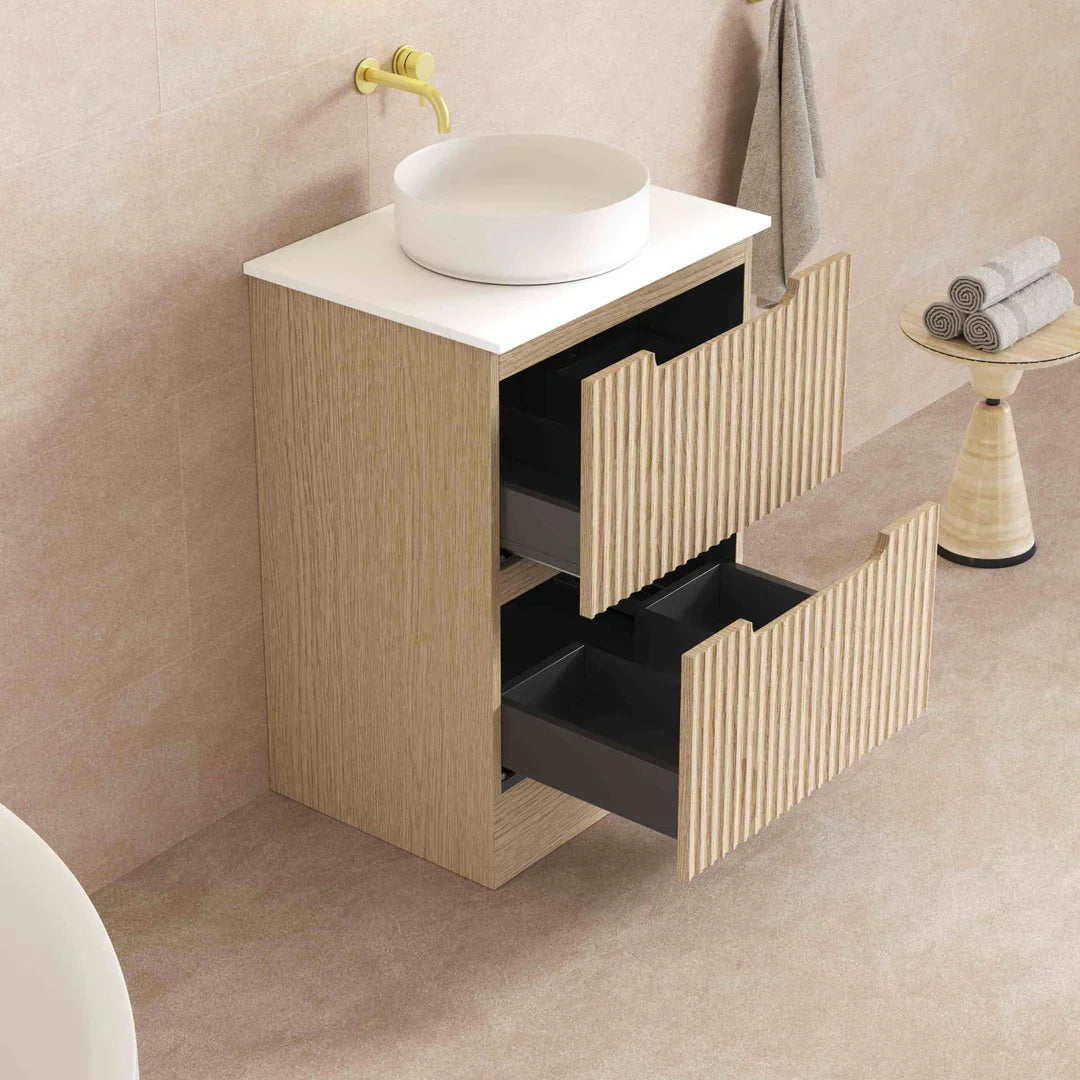 Fluted Rhea 600mm Freestanding Cabinet - Natural Oak - 600mm / Natural Oak Only