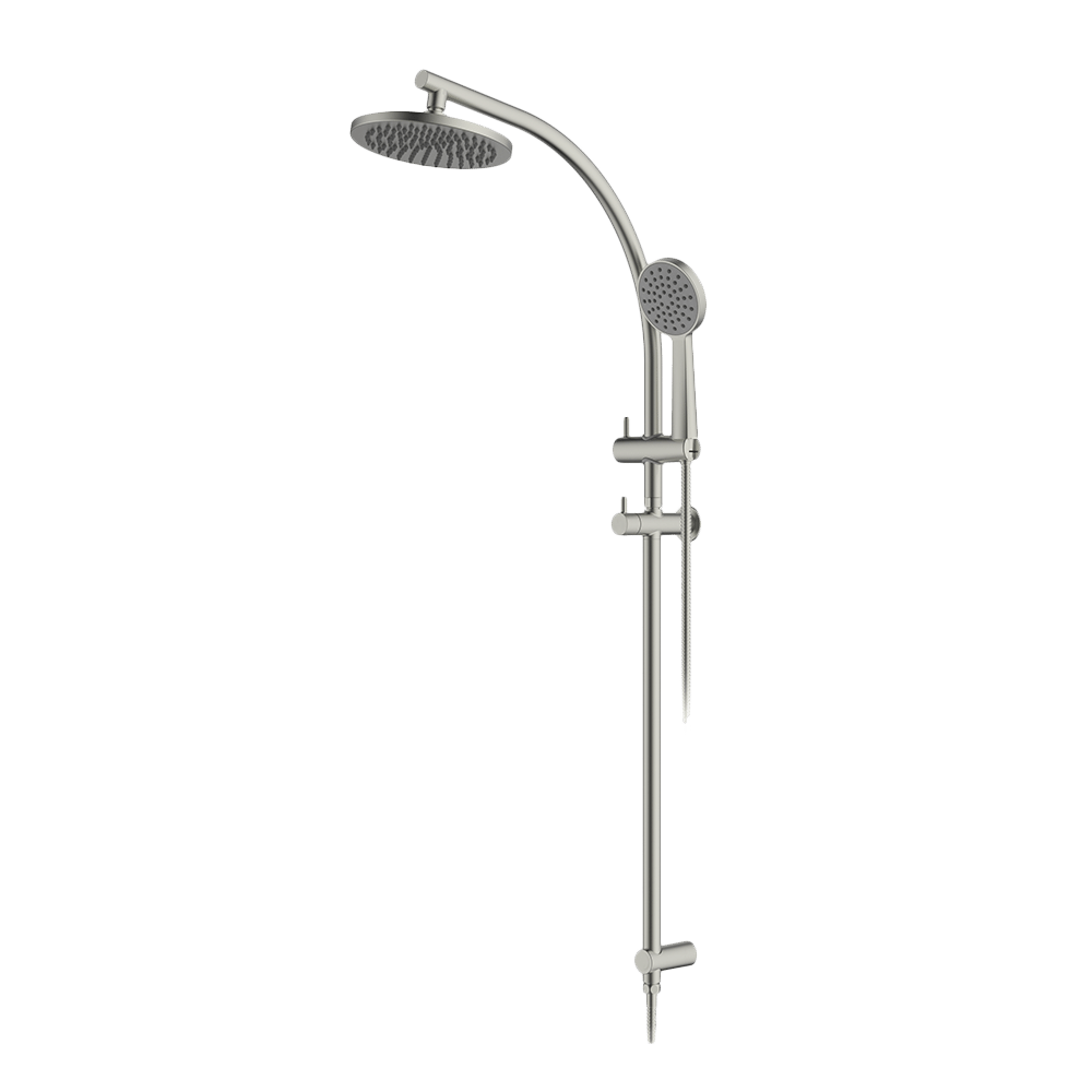 Twin Curve Rail and Hand Shower Ensemble - Brushed Nickel