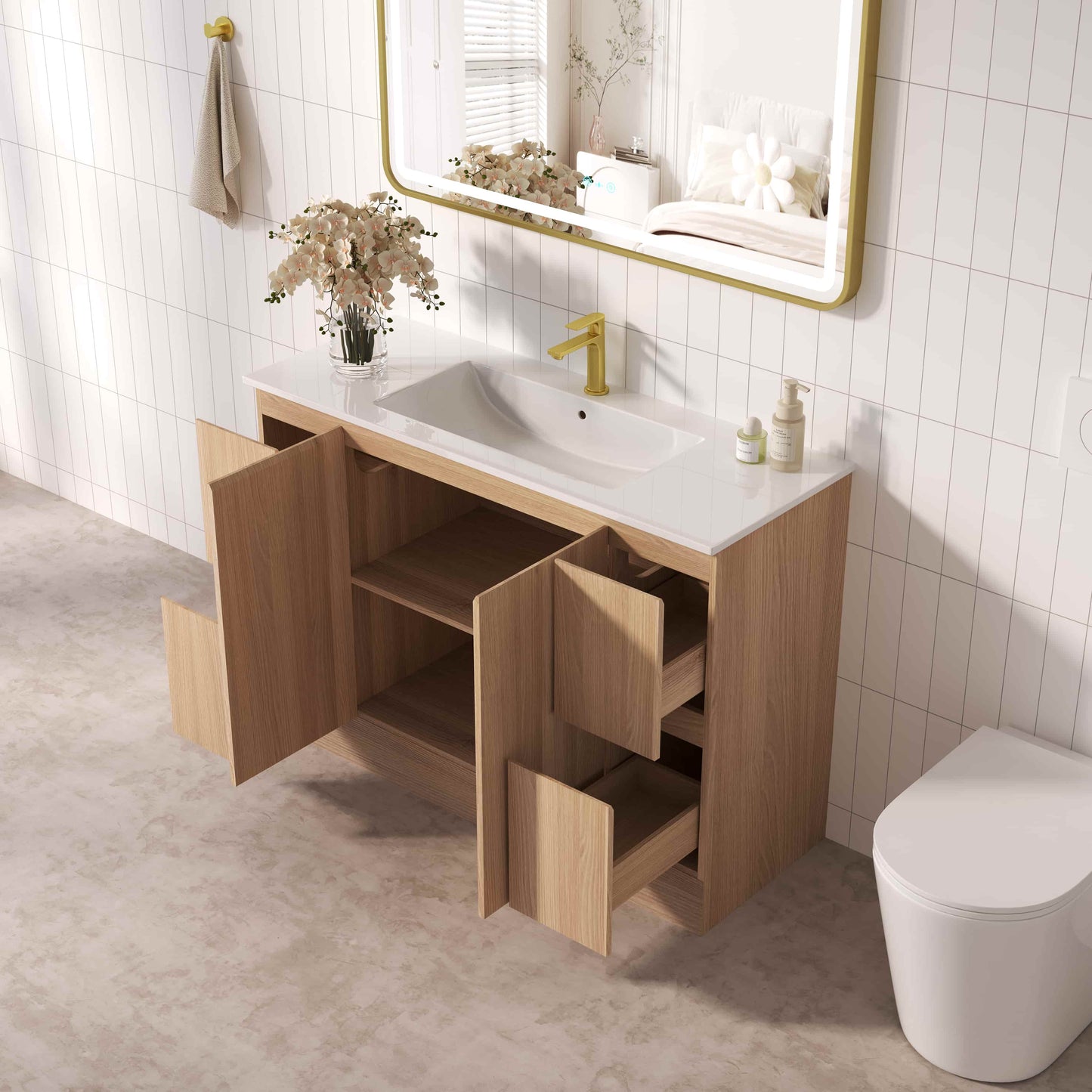 RITA 1200mm Freestanding Cabinet - Elegant Oak (+ TOP 120 + KB-120HE-EO)