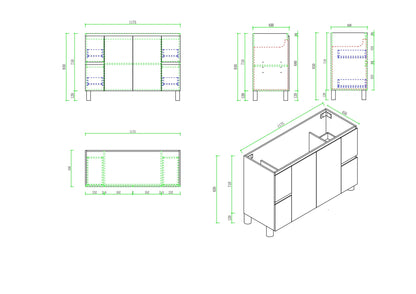 RITA 1200mm Freestanding Cabinet - Elegant Oak (+ TOP 120D)