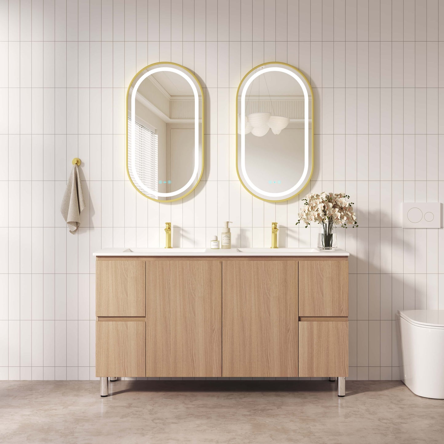 RITA 1500mm Freestanding Cabinet - Elegant Oak (+ ST-150-LW + KB-150HE-EO)