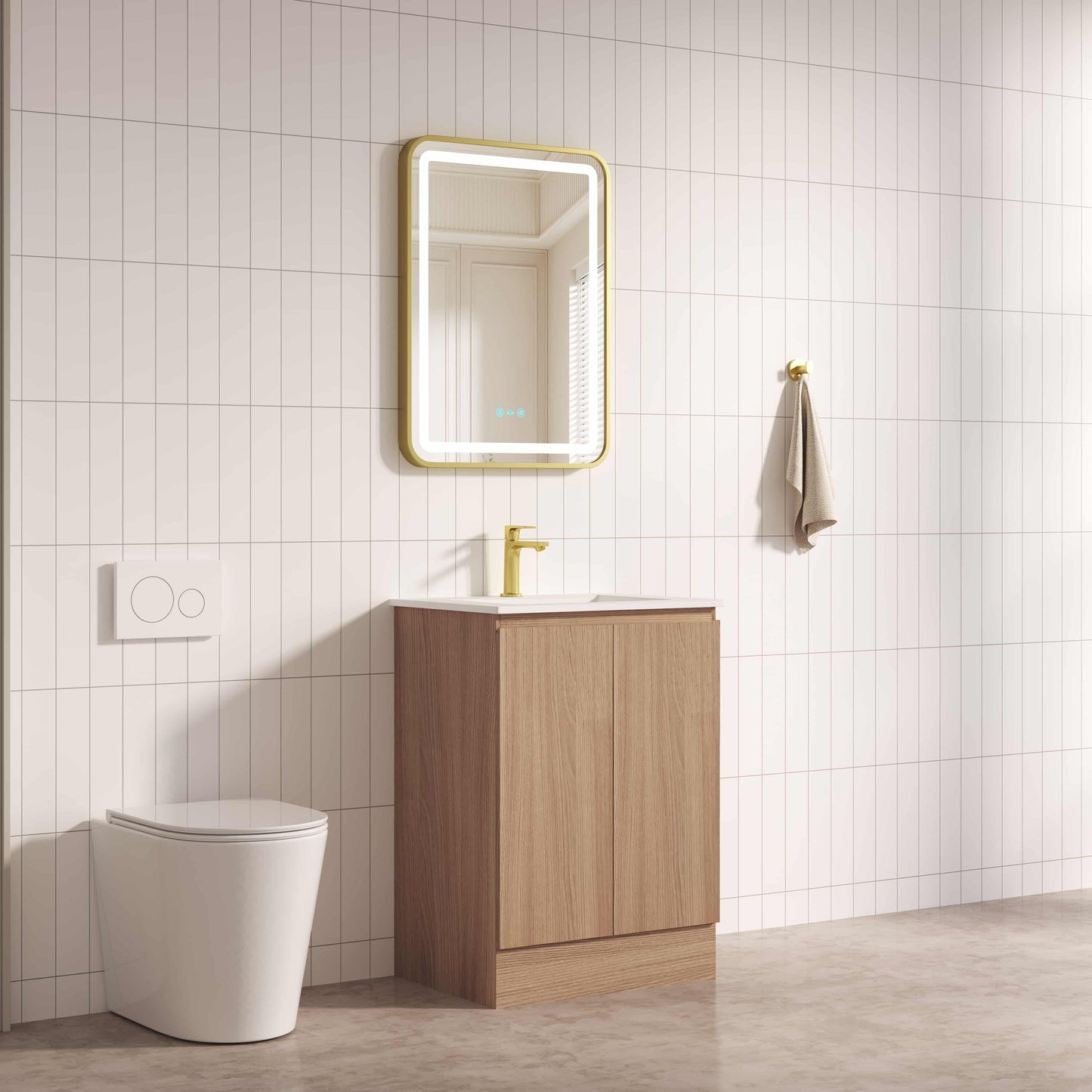 RITA 600mm Freestanding Cabinet - Elegant Oak (+ ST-60-BK)