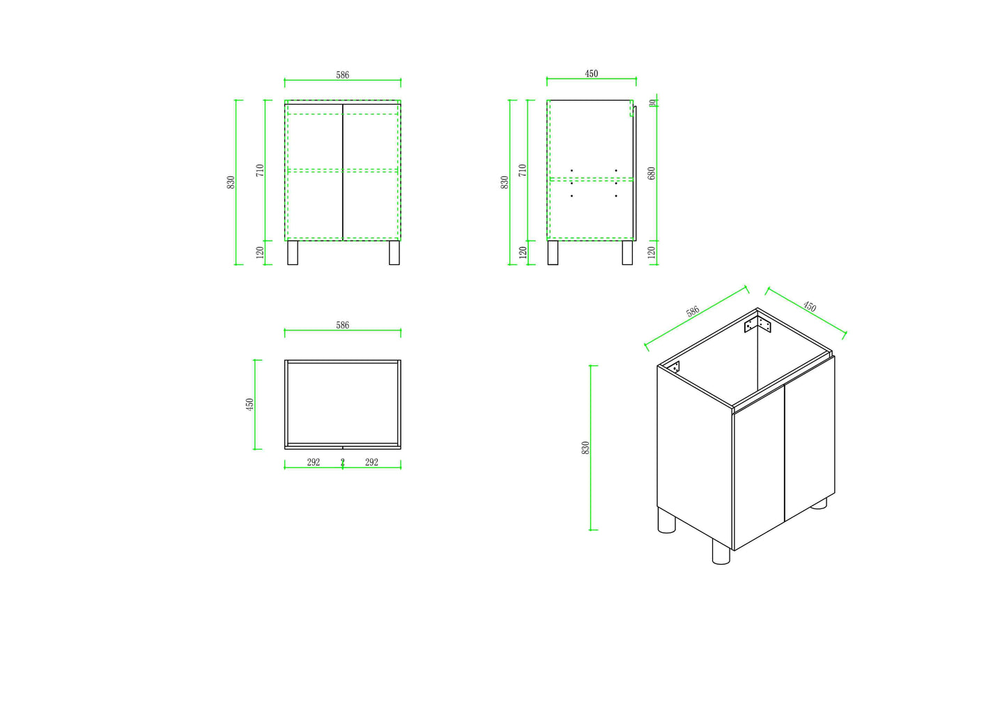 RITA 600mm Freestanding Cabinet - Elegant Oak (+ ST-60-LW)