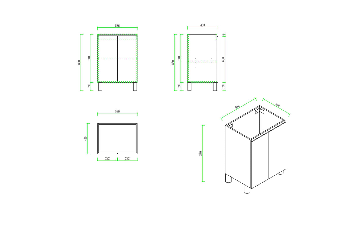 RITA 600mm Freestanding Cabinet - Elegant Oak (+ ST-60-BK)
