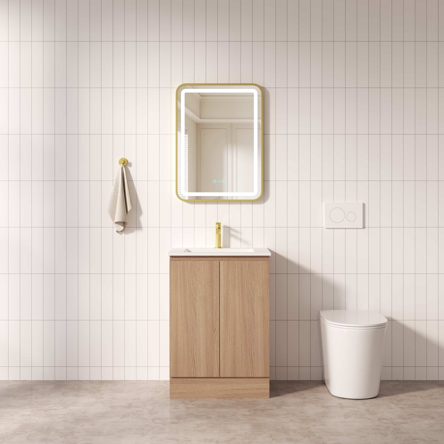 RITA 600mm Freestanding Cabinet - Elegant Oak (+ ST-60-BK + KB-60HE-EO)