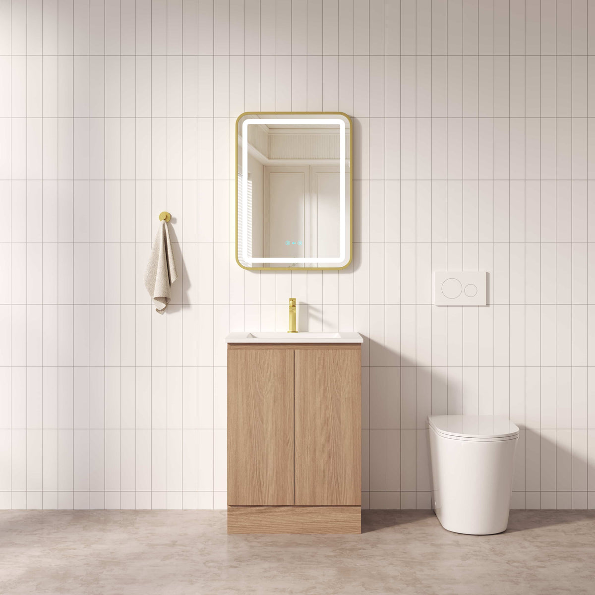 RITA 600mm Freestanding Cabinet - Elegant Oak (+ ST-60-LW + KB-60HE-EO)
