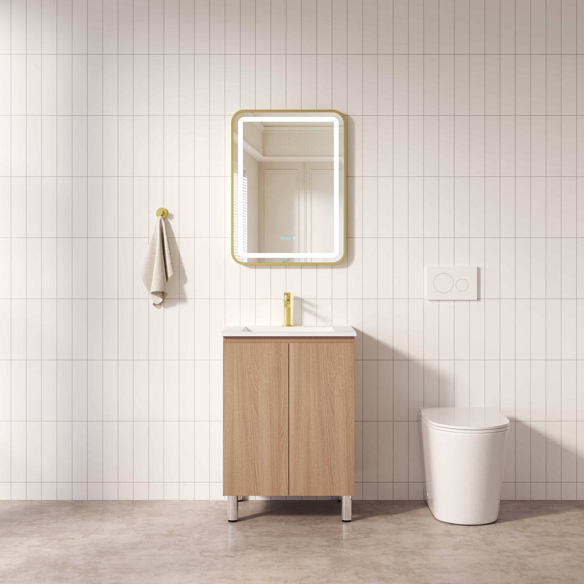 RITA 600mm Freestanding Cabinet - Elegant Oak (+ ST-60-BK + KB-60HE-EO)