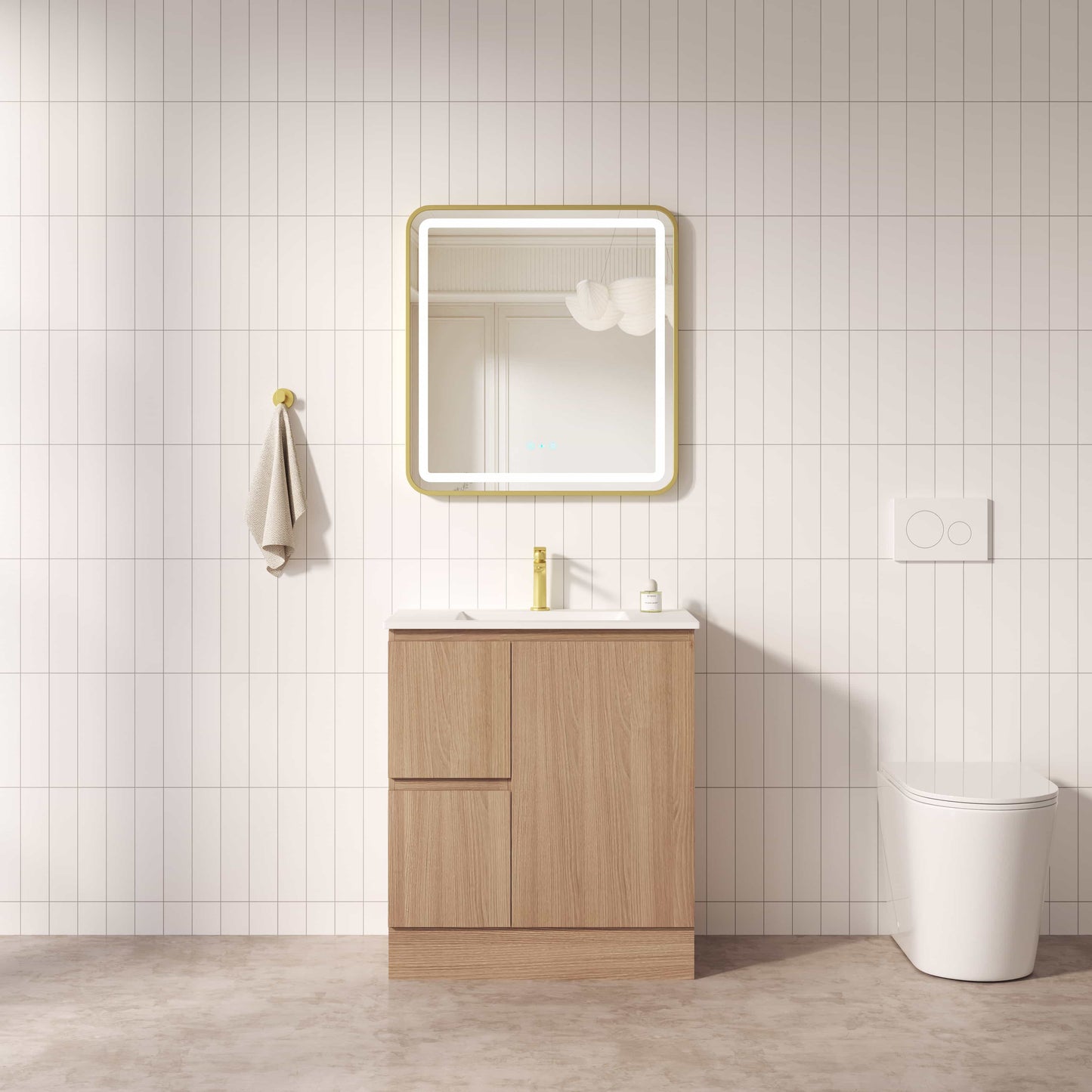 RITA 750mm Freestanding Cabinet (LHD)- Elegant Oak (+ ST-75-LW+ KB-75HE-EO)