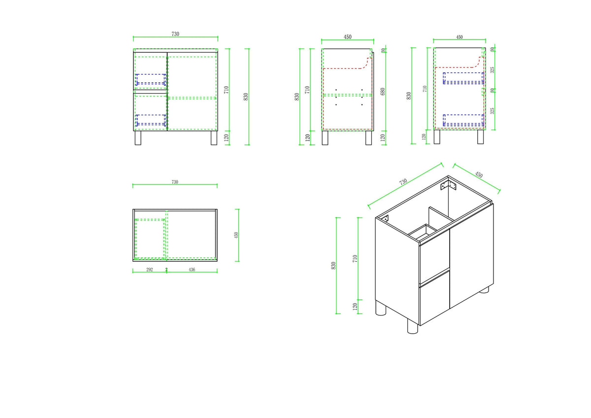 RITA 750mm Freestanding Cabinet (LHD)- Elegant Oak (+ TOP 75 + KB-75HE-EO)