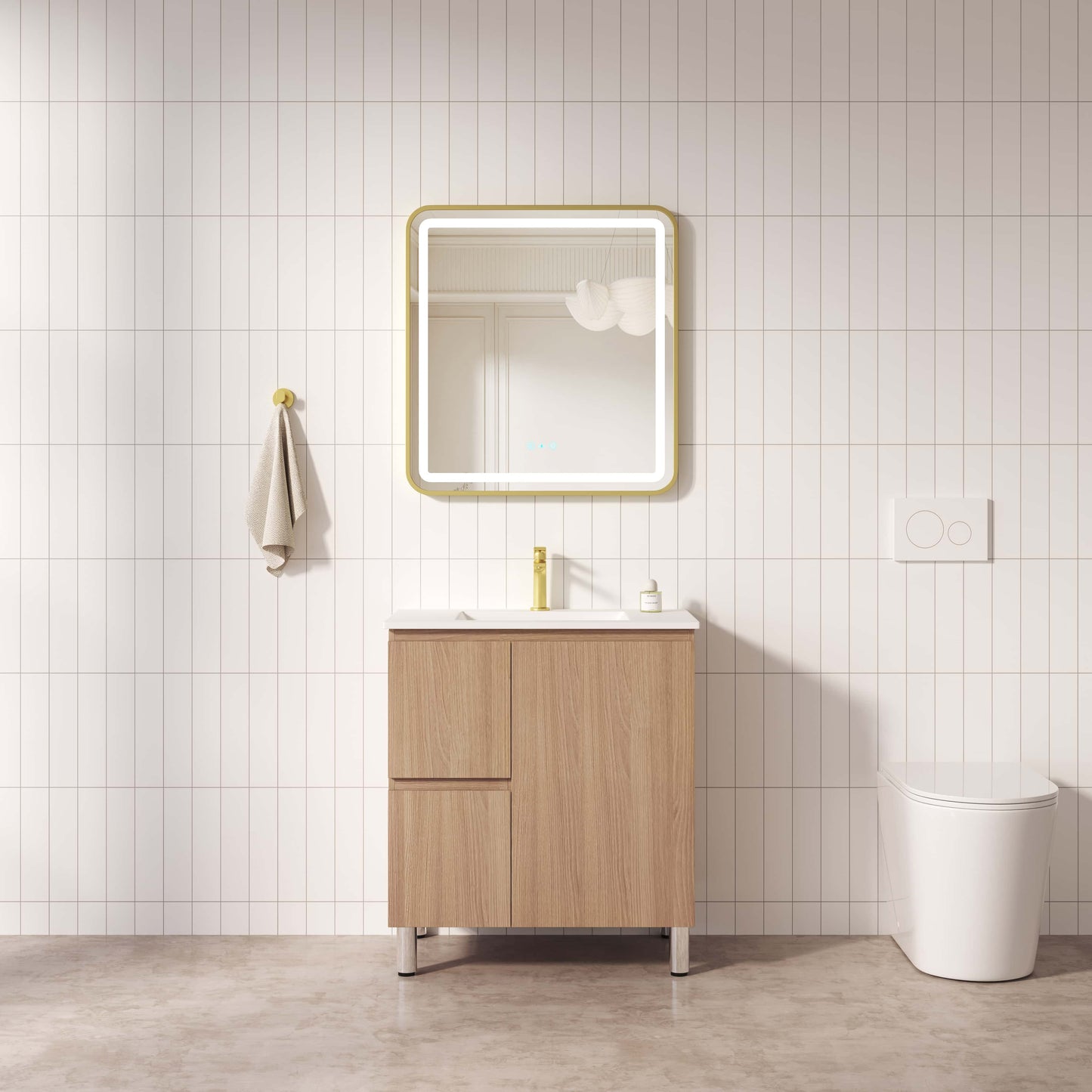 RITA 750mm Freestanding Cabinet (LHD)- Elegant Oak (+ KB-75HE-EO)