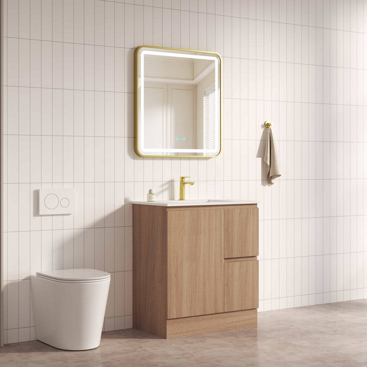 RITA 750mm Freestanding Cabinet (RHD)- Elegant Oak (+ ST-75-LW)