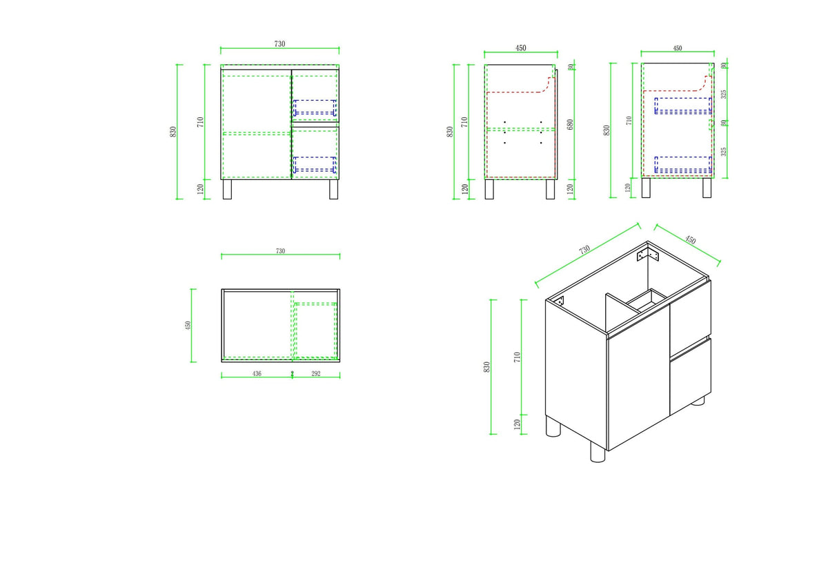 RITA 750mm Freestanding Cabinet (RHD)- Elegant Oak (+ ST-75-CA)