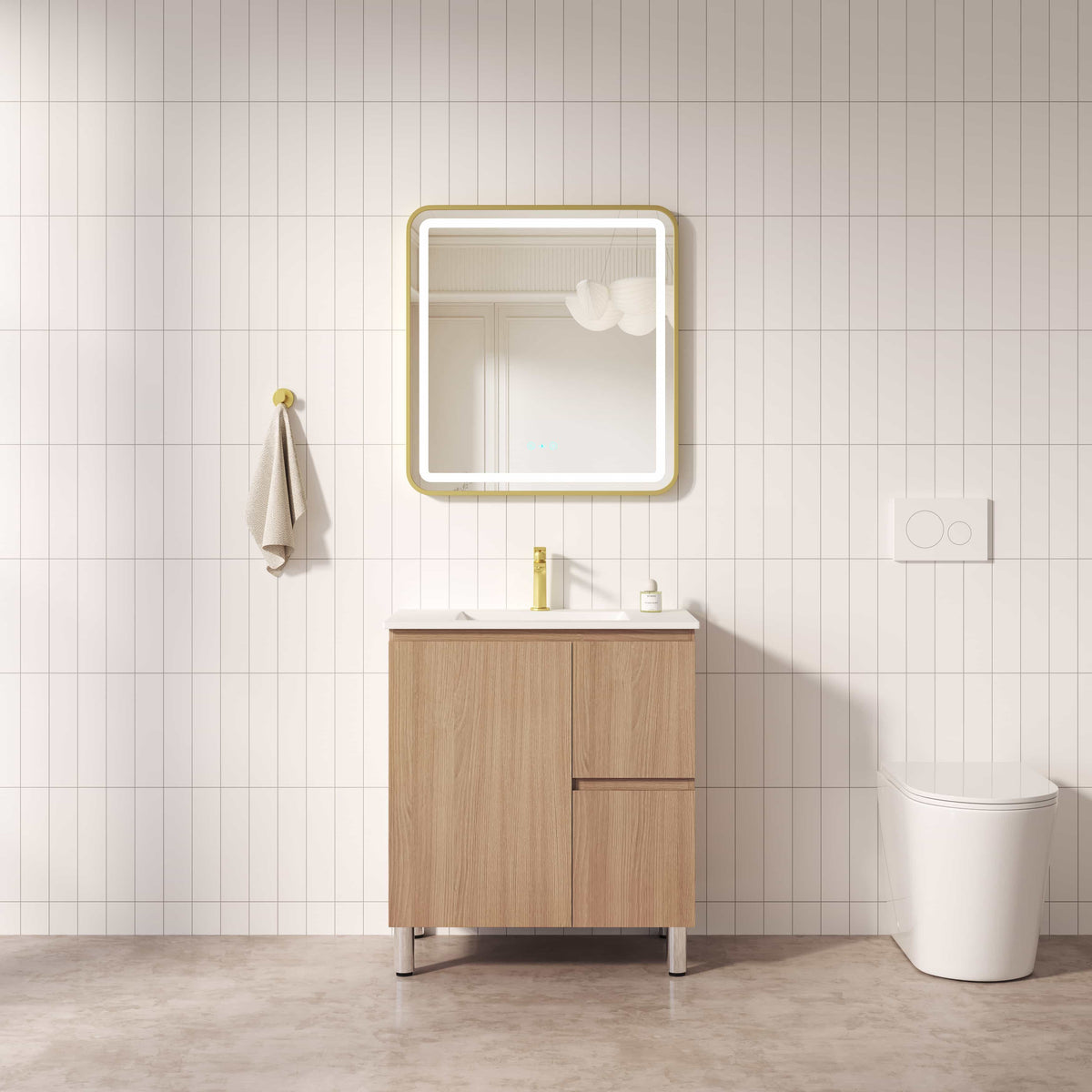 RITA 750mm Freestanding Cabinet (RHD)- Elegant Oak (+ ST-75-LW + KB-75HE-EO)