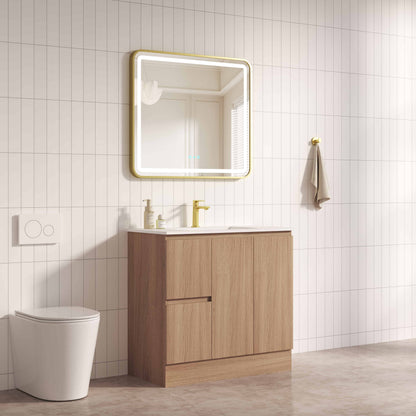 RITA 900mm Freestanding Cabinet (LHD)- Elegant Oak (+ ST-90-CA + KB-90HE-EO)