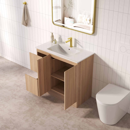 RITA 900mm Freestanding Cabinet (LHD)- Elegant Oak (+ TOP 90 + KB-90HE-EO)