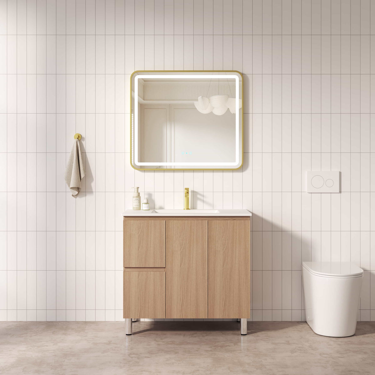 RITA 900mm Freestanding Cabinet (LHD)- Elegant Oak (+ TOP 90 + KB-90HE-EO)