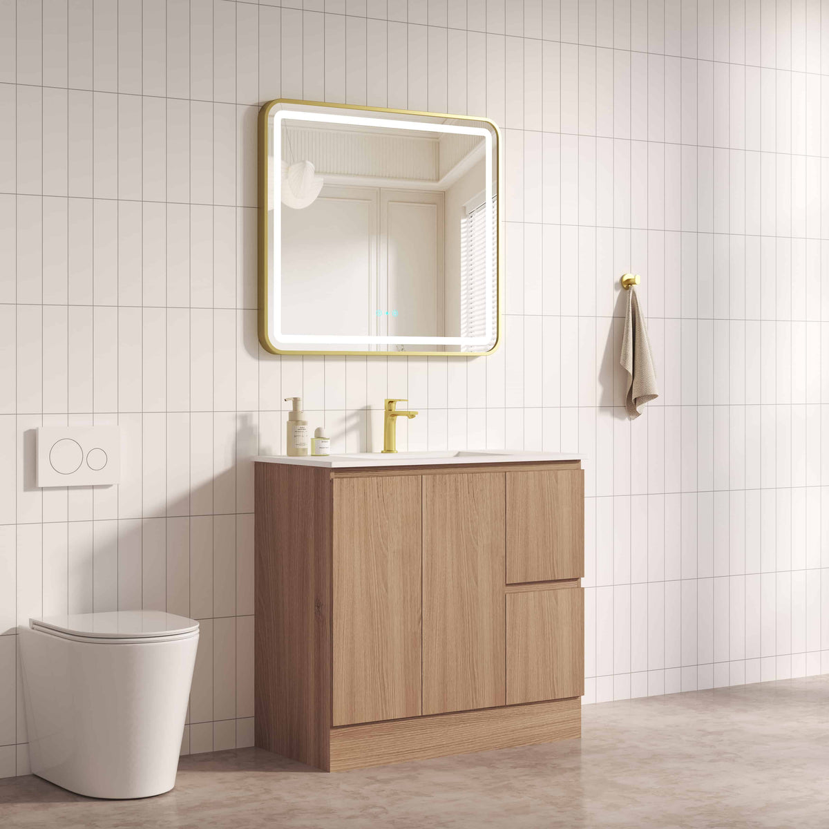 RITA 900mm Freestanding Cabinet (RHD)- Elegant Oak
