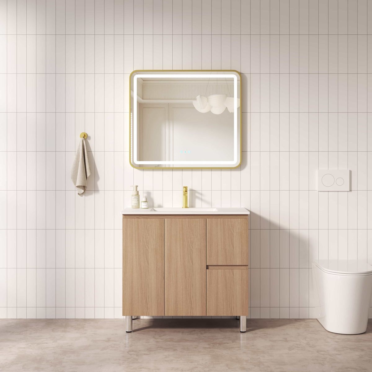 RITA 900mm Freestanding Cabinet (RHD)- Elegant Oak