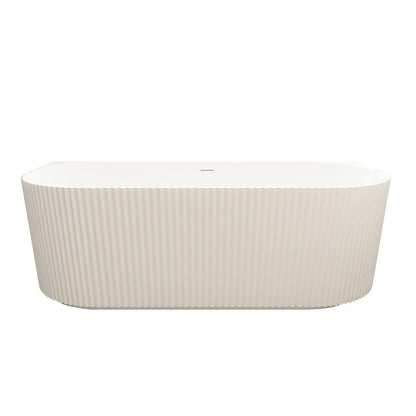Rose Fluted Back-to-Wall Bathtub - 1700mm / Matt White